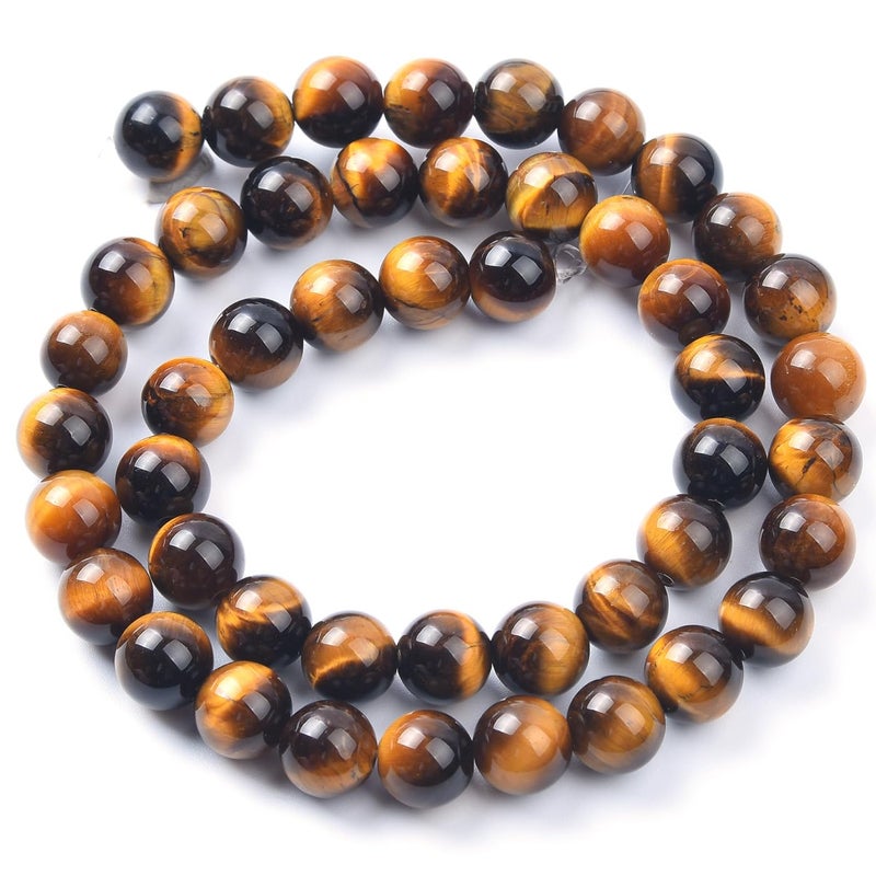 LIFAVOVY 10mm Natural Yellow Tiger Eye Beads Round Gemstone Loose Beads for Jewelry Making (38pcs/Strand) - Image 3